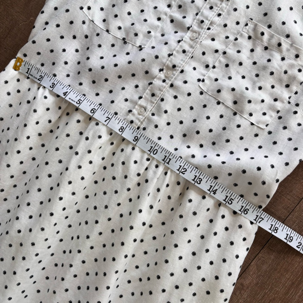 Ann Taylor Loft Women's White & Black Polka Dot Linen Shirt Dress Size 6 - Picture 10 of 17